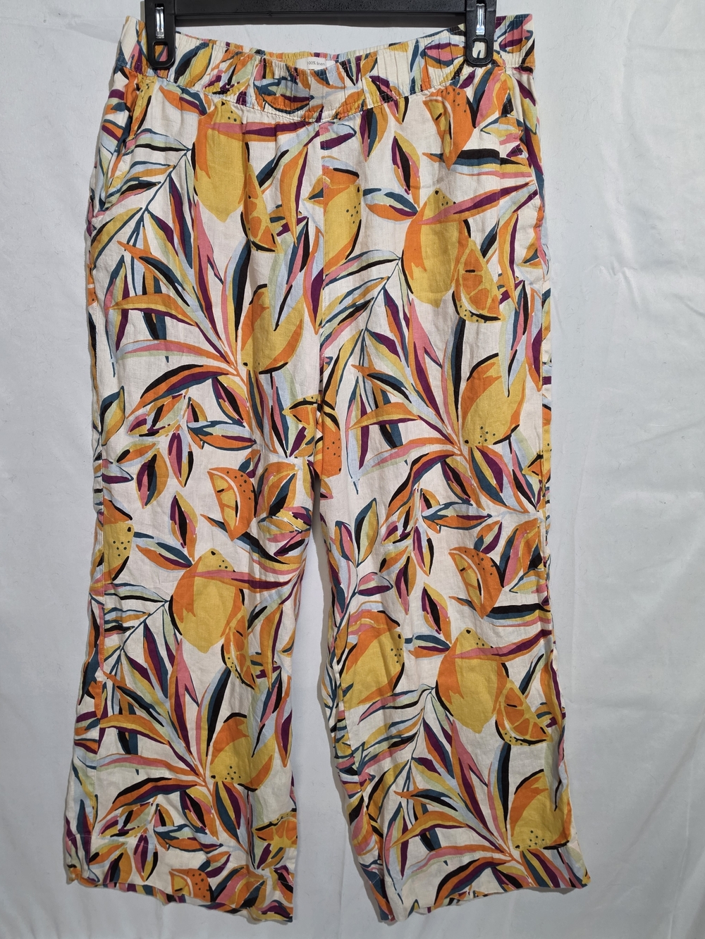 C&C California 100% Linen Tropical Wide Leg Pants XL Beach Vacation